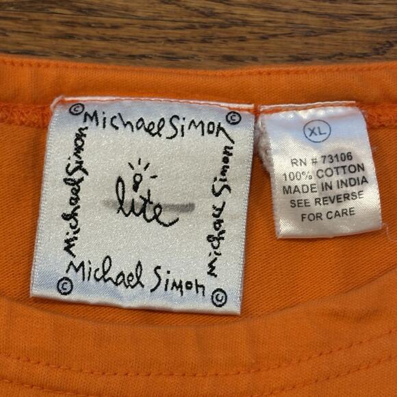 Vintage Michael Simon Top XL Halloween Ghosts Orange Appliqué Double Sided - Picture 8 of 12